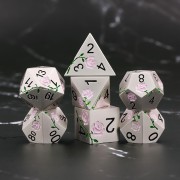 Pink Rose Electroplated Silver metal dice